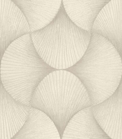 Beige vinyl non-woven wallpaper with graphical pattern
