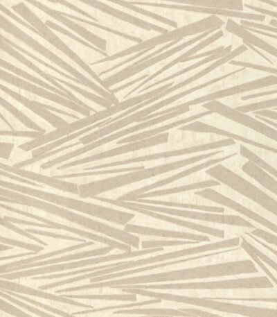 Beige vinyl non-woven wallpaper with graphical pattern