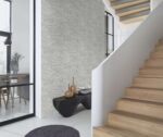 Graphical silver vinyl wallpaper on non-woven backing