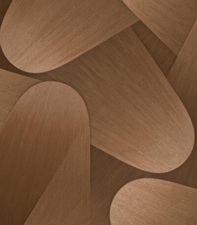 Brown vinyl non-woven wallpaper with pattern motifs