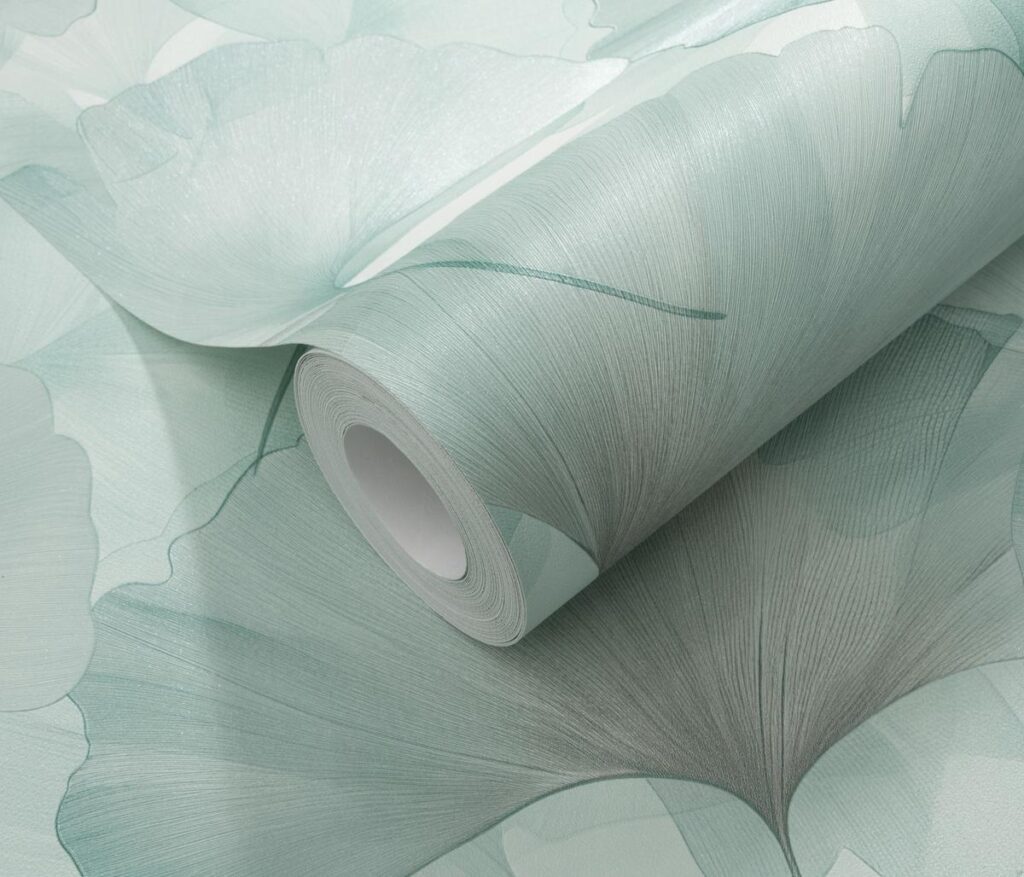 Green vinyl wallpaper on non-woven European backing