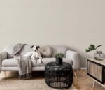 Cream coloured vinyl wallpaper on non-woven backing