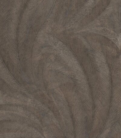 Brown vinyl non-woven wallpaper with patterned motifs