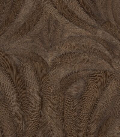 Brown non-woven vinyl wallpaper with pattern motifs