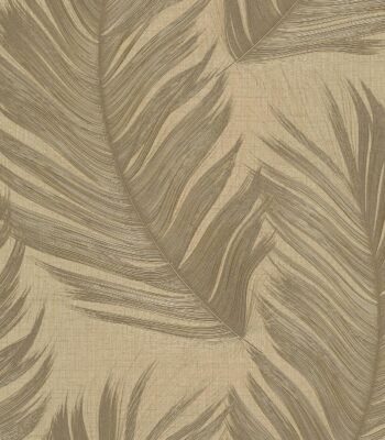 Gold vinyl non-woven wallpaper with pattern motifs