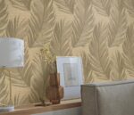 Vinyl wallpaper in gold color with non-woven backing