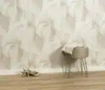 Vinyl wallpaper in beige featuring offset pattern on non-woven