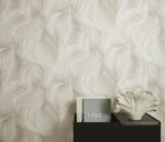 Non-woven cream vinyl wallpaper with patterned design