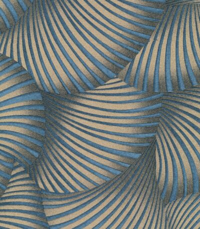 Blue vinyl wallpaper with non-woven backing and pattern