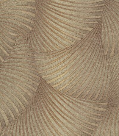 Gold vinyl non-woven wallpaper with pattern and motifs