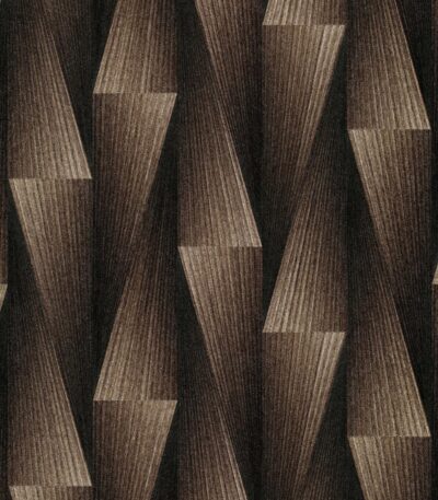 Brown vinyl non-woven wallpaper with pattern motifs