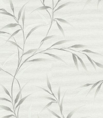 Gray non-woven vinyl wallpaper with pattern motifs