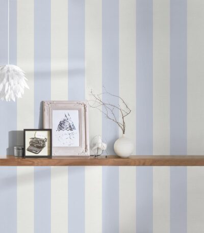 Blue non-woven vinyl wallpaper Maison Charme style