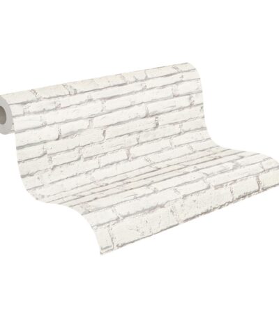 White non-woven vinyl wallpaper with subtle pattern