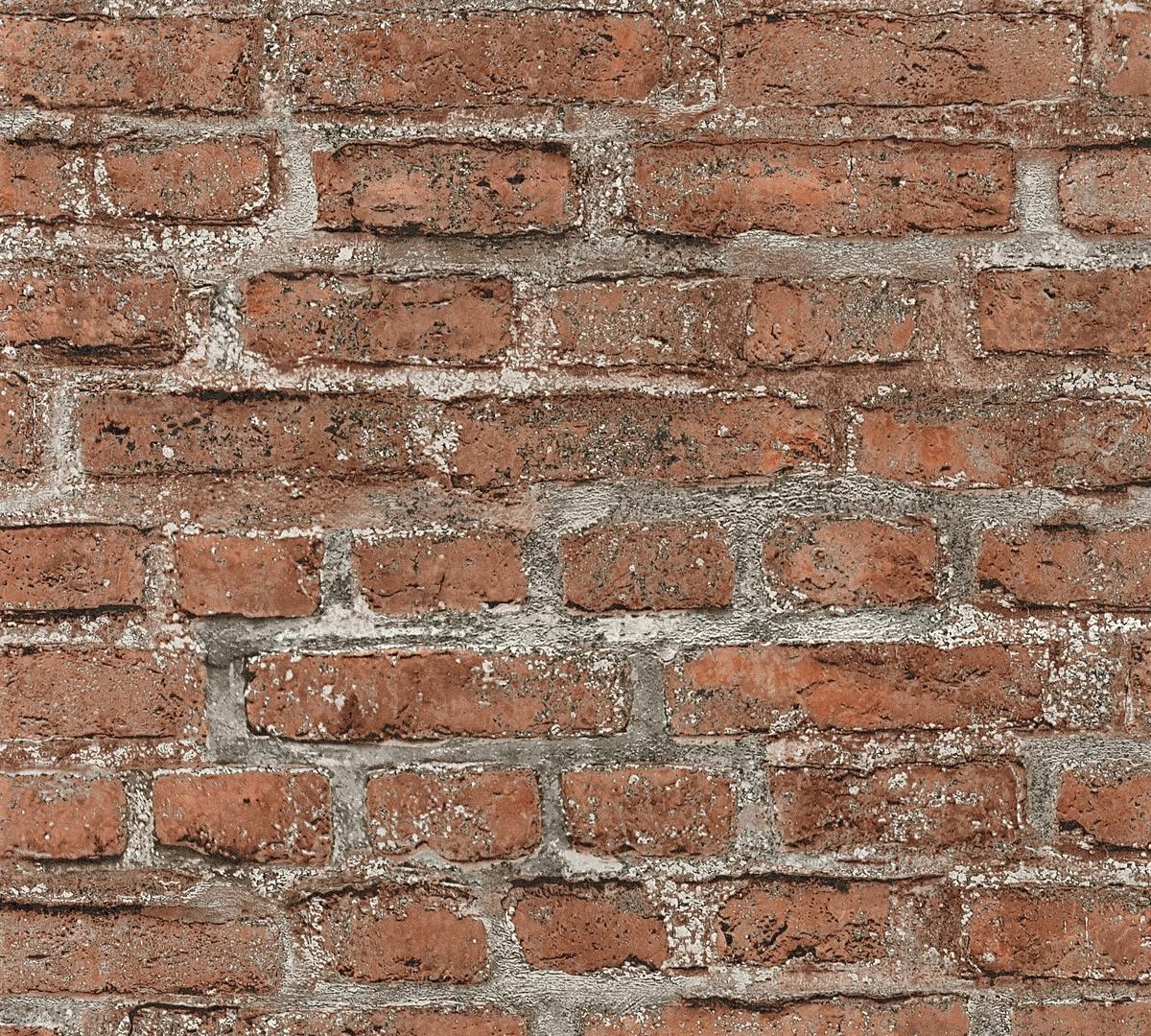 361392_1 Red non-woven vinyl wallpaper with geometric pattern