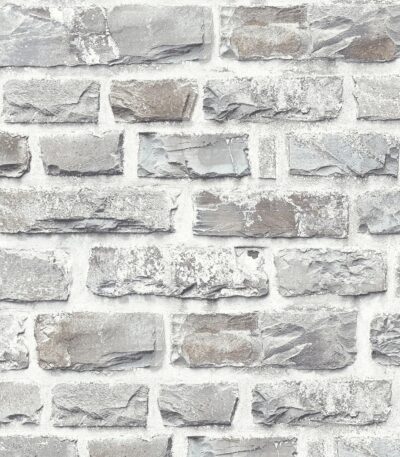 Gray non-woven vinyl wallpaper with modern pattern