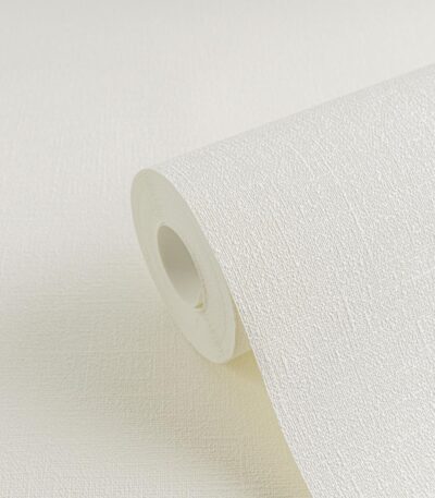 White non-woven vinyl wallpaper with subtle texture