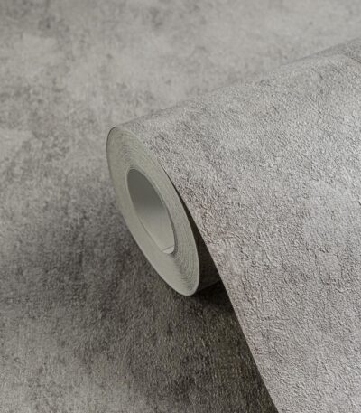 Grey non-woven wallpaper with vinyl surface