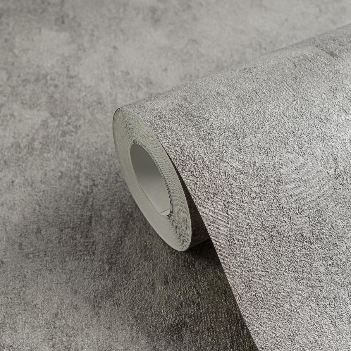 369241_1 Grey non-woven wallpaper with vinyl surface