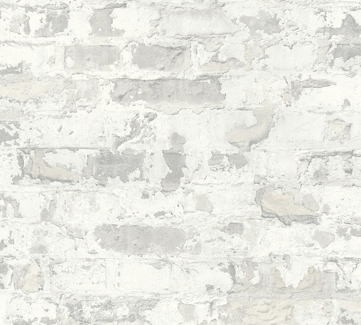 369293_1 White non-woven vinyl wallpaper with subtle pattern