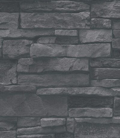 Black non-woven vinyl wallpaper with offset pattern