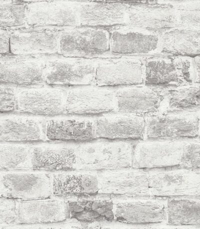 Gray non-woven vinyl wallpaper with straight pattern match