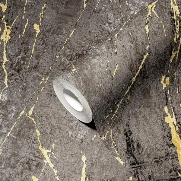 Anthracite non-woven vinyl wallpaper with modern design