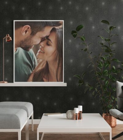 Black non-woven vinyl wallpaper with sophisticated texture