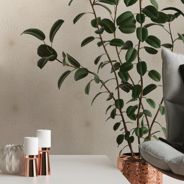 Cream non-woven vinyl wallpaper with straight pattern