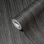 Black non-woven vinyl wallpaper with modern design