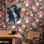 Colorful non-woven vinyl wallpaper with offset pattern