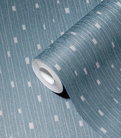 Blue non-woven vinyl wallpaper with modern design