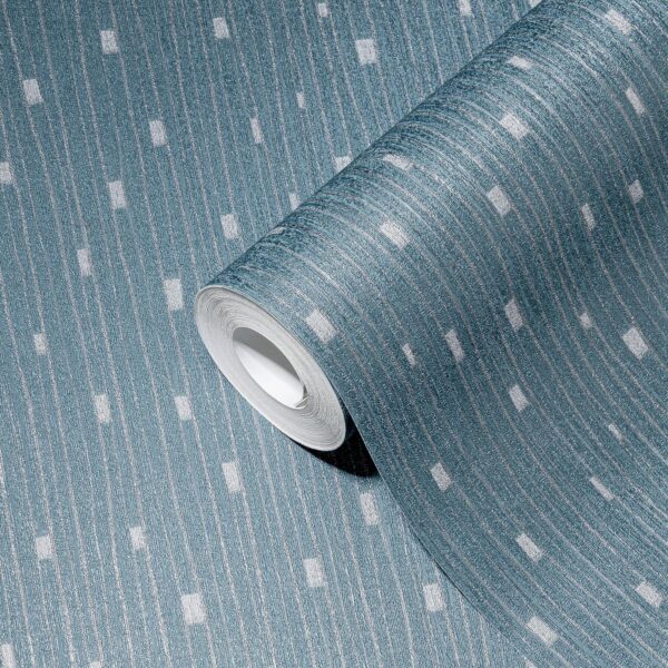Blue non-woven vinyl wallpaper with modern design