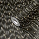 Black non-woven vinyl wallpaper with modern texture
