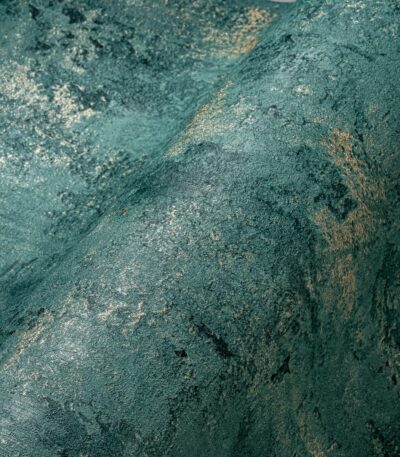 Petrol non-woven vinyl wallpaper with vibrant design