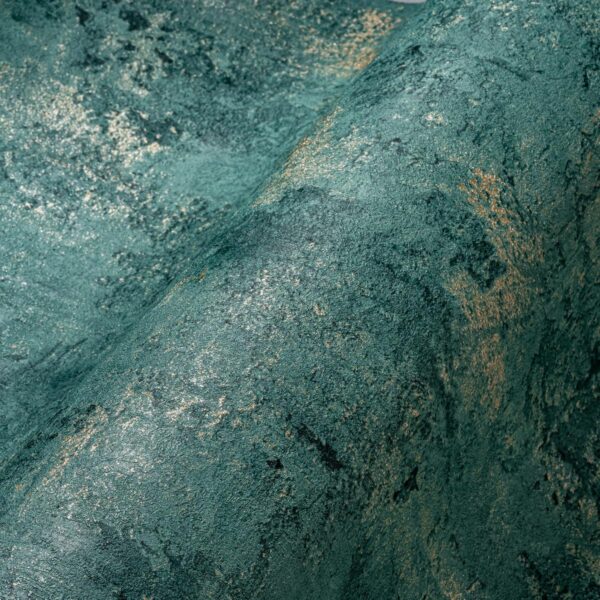 Petrol non-woven vinyl wallpaper with vibrant design