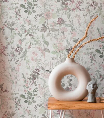 White non-woven vinyl wallpaper modern design