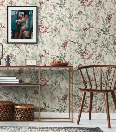 White non-woven vinyl wallpaper with subtle pattern