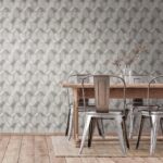 Gray non-woven vinyl wallpaper with straight match pattern
