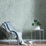 Blue non-woven vinyl wallpaper with straight match pattern