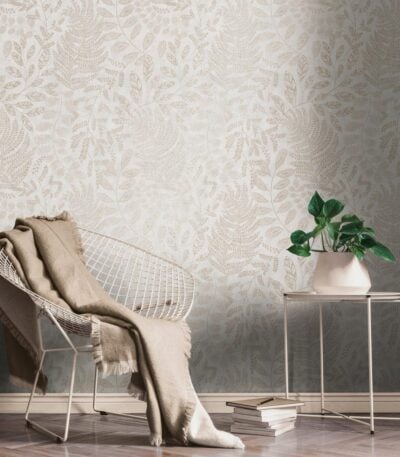 Cream non-woven vinyl wallpaper with subtle pattern