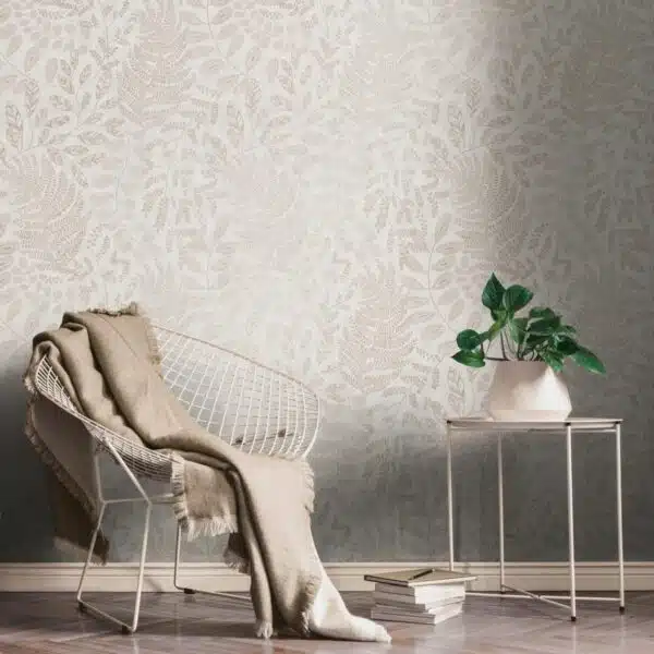 Cream non-woven vinyl wallpaper with subtle pattern