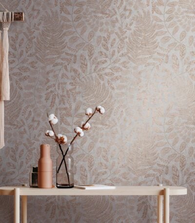 Gray non-woven vinyl wallpaper with straight match pattern
