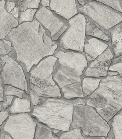 Gray non-woven vinyl wallpaper with subtle texture