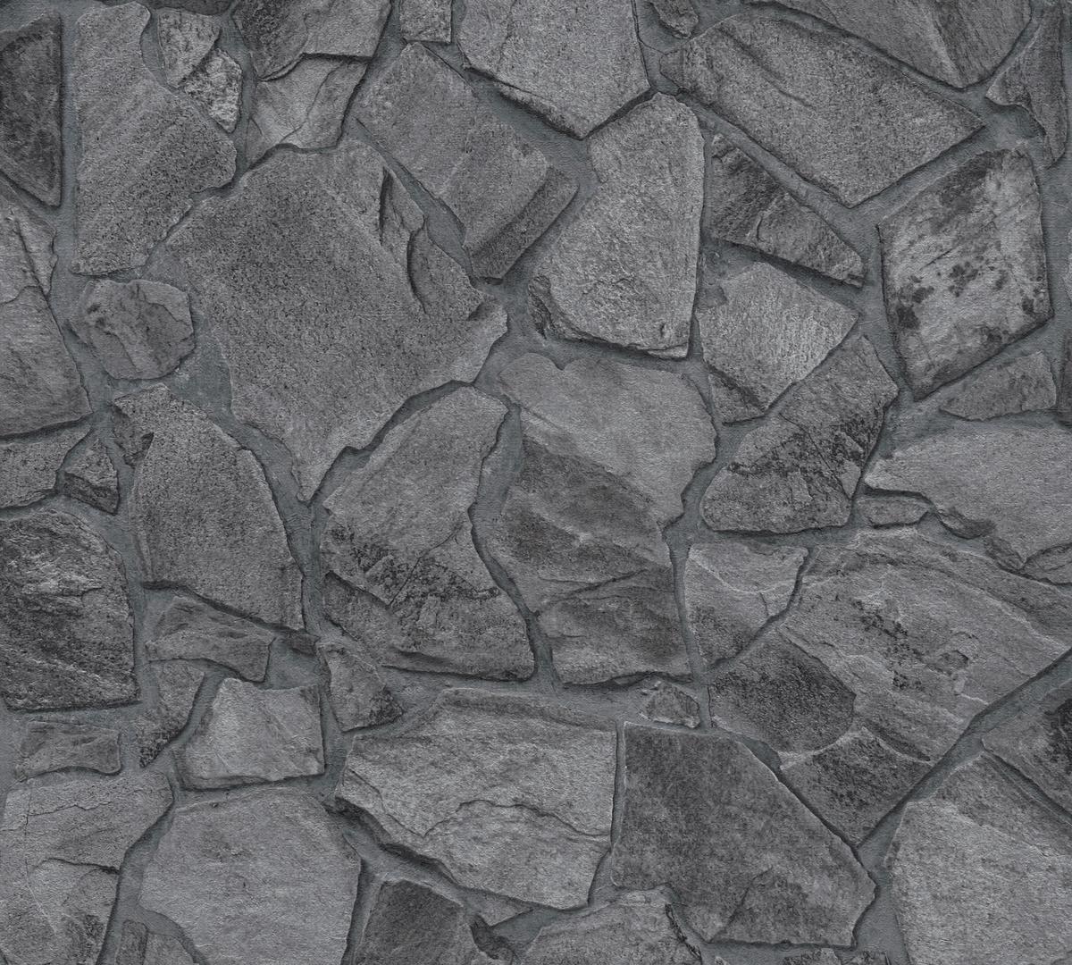 389367_1 Black non-woven vinyl wallpaper with modern pattern