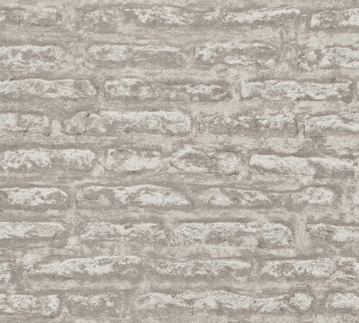 390274_1 Gray non-woven vinyl wallpaper with subtle pattern