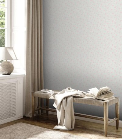 Gray non-woven wallpaper with vinyl surface