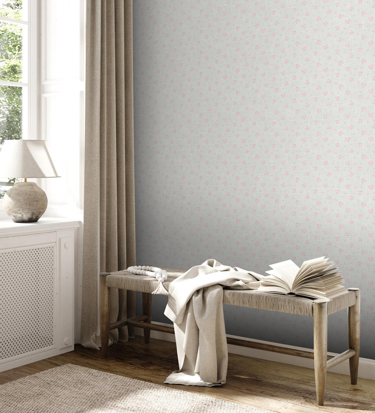 390672_1 Gray non-woven wallpaper with vinyl surface