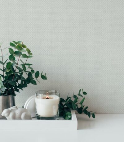 Gray non-woven vinyl wallpaper with subtle texture