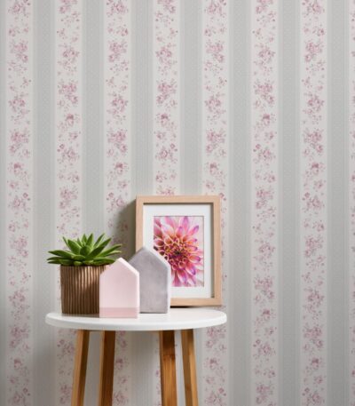 Gray non-woven vinyl wallpaper with subtle texture